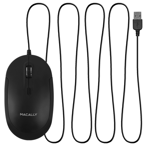 Mouse Óptico con Cable Usb Tipo C Macally con Click Silencioso para Mac y  Windows Negro